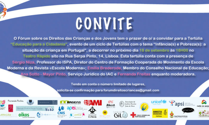 Junte-se a nós para falar sobre “Educação para a cidadania”