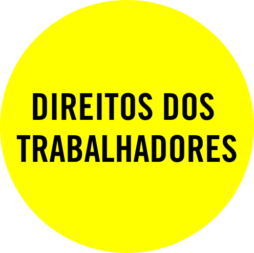 Direitos dos trabalhadores em fundo amarelo.