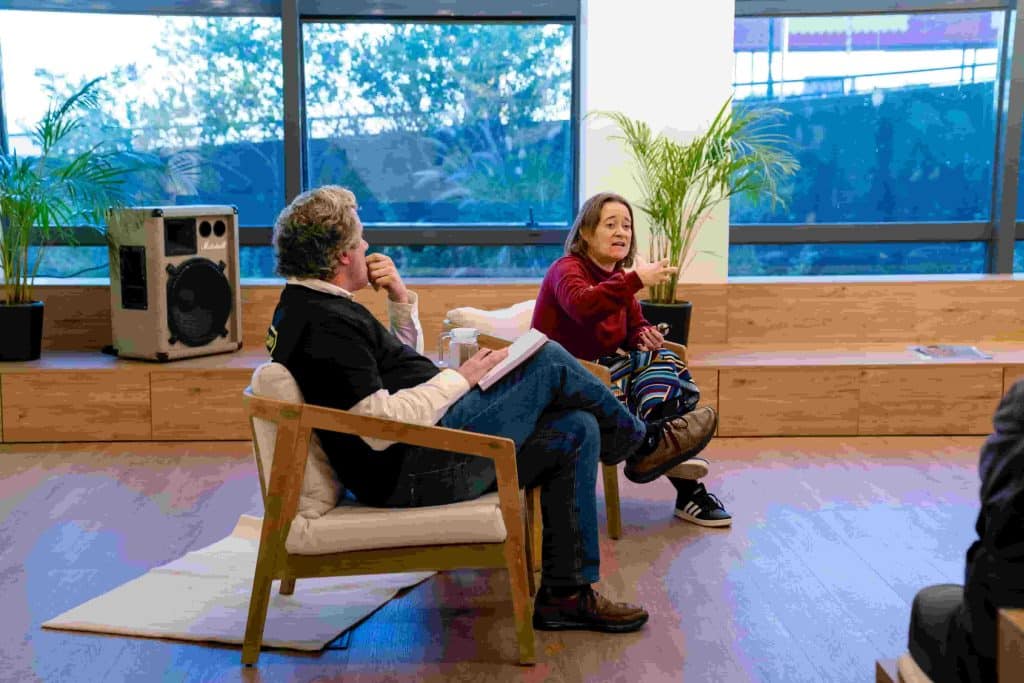 Sofia Branco na conversa sobre liberdade de expressão, no Dia Internacional dos Direitos Humanos. Foto © Paulo Tavares
